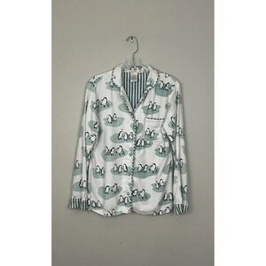 Munki Munki Penguin Print Pajama Shirt Small Sleep Long Sleeve